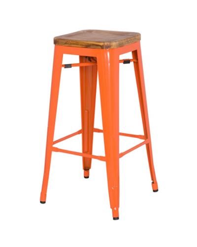  Tolix không tựa mặt gỗ TL-09 màu cam