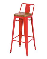 Tolix tựa thấp mặt gỗ TL-06 màu đỏ