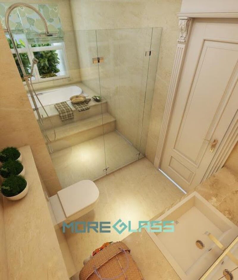 Thi công vách tắm kính cường lực 180 độ sang trọng cho chung cư, biệt thự, nhà phố. Vách kính đẹp