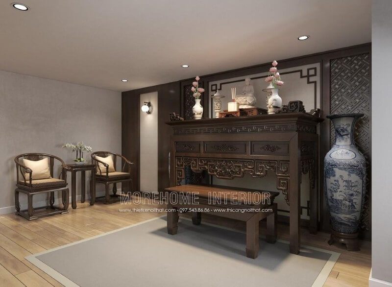 Thiết kế bàn thờ hiện đại tại biệt thự Vinhomes Imperia Hải Phòng cao cấp